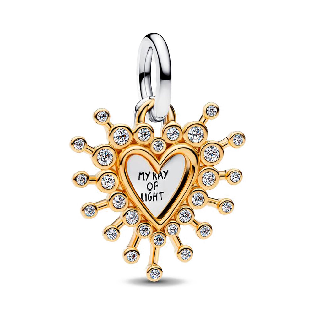 Pandora Light/Silver/Gold Charms Radiant Double Heart Pendant Charm 764141C01