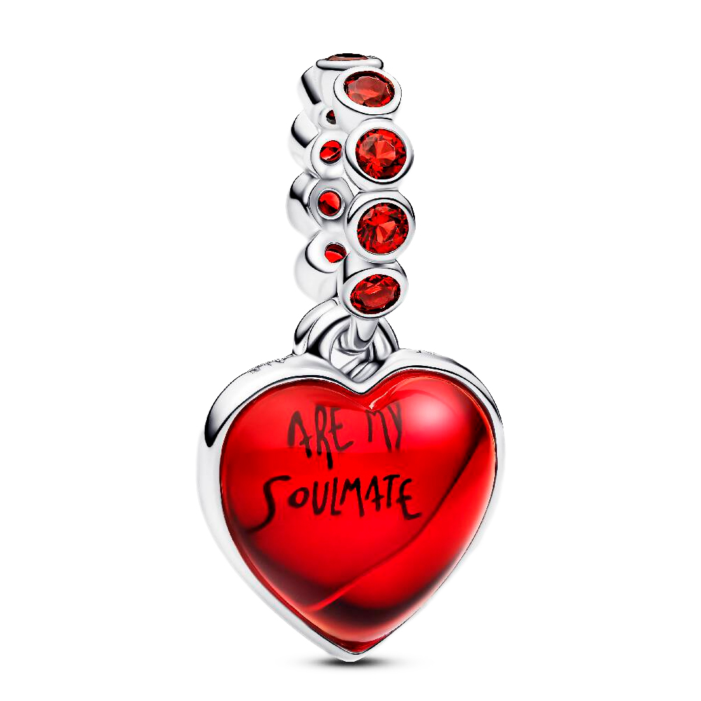 Pandora Red Charms Double Heart Pendant Charm, Murano Glass 794429C01