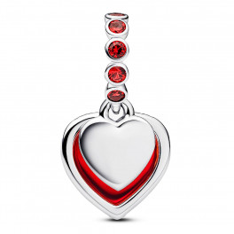 Double Heart Pendant Charm in Red Murano Glass - Pandora - Trenfit