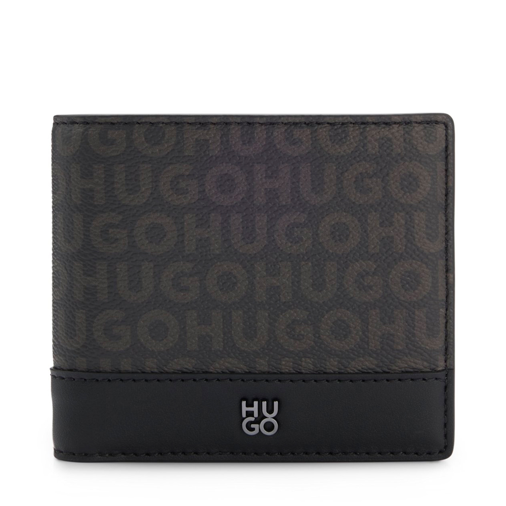 Hugo Boss Eyewear Cartera con estampado de monograma y logo apilado metálico