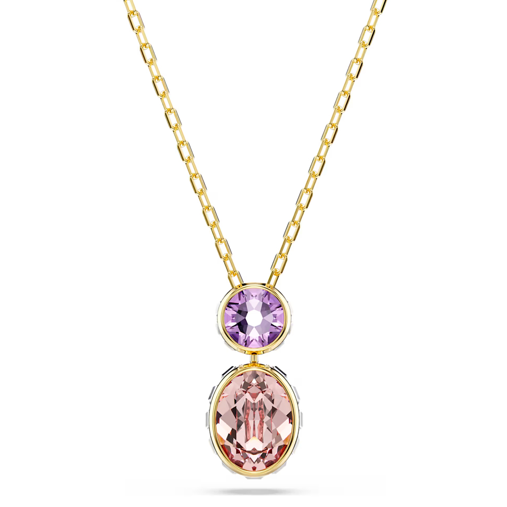 Chroma pendant, Mixed cuts, Multicolored, 18K gold finish