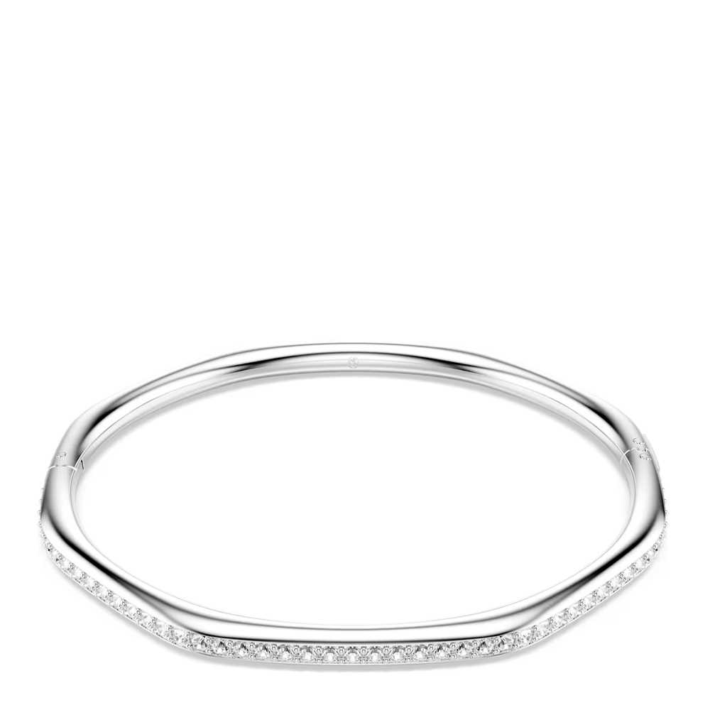 Dextera bangle, Octagon shape, Round cut, White, Rhodium plated