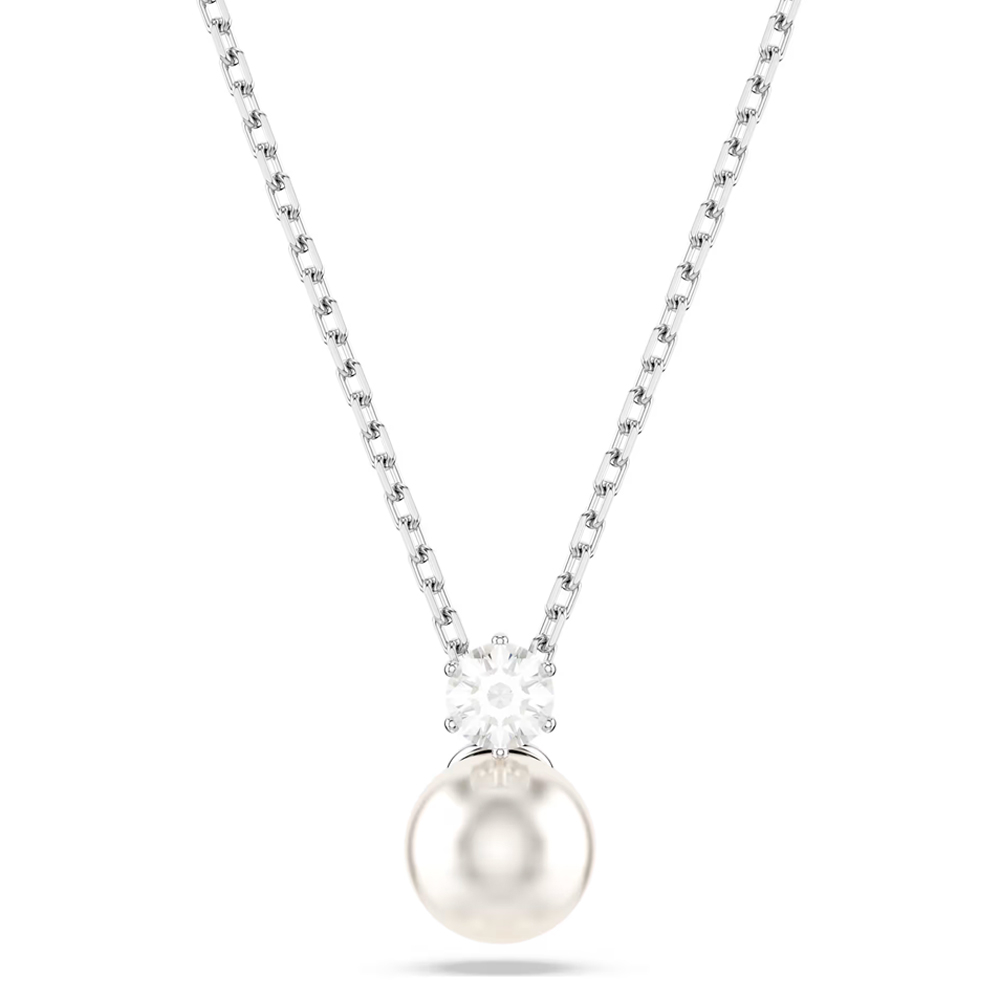 Swarovski Damen Weiß Kette Mit Anhänger "Schmuck Geschenk Halskette Matrix", Silber (Metallfarben, Kristall, Weiß), Halsketten, Metall Perlen, L: 4... - Bild 5