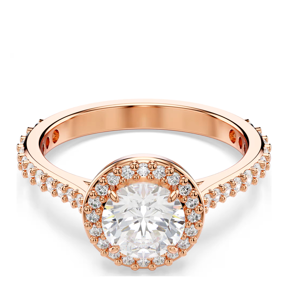 Una Angelic cocktail ring, Round cut, Pavé, White, 18K rose gold finish