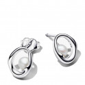 Organic Shaped Oval Stud Earrings with Freshwater Cultured Pearl 293295C01