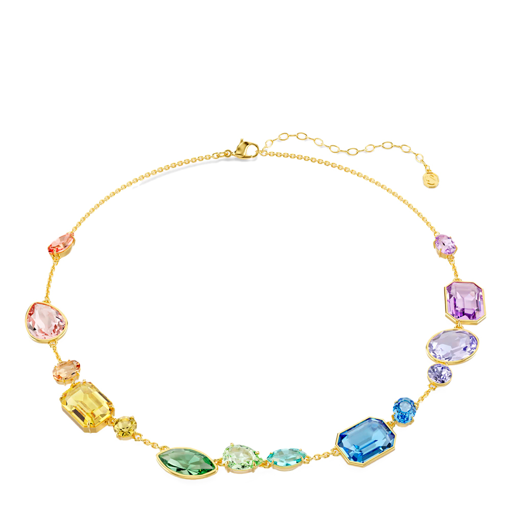 Gema necklace, Mixed cuts, Multicolored, 18K gold finish