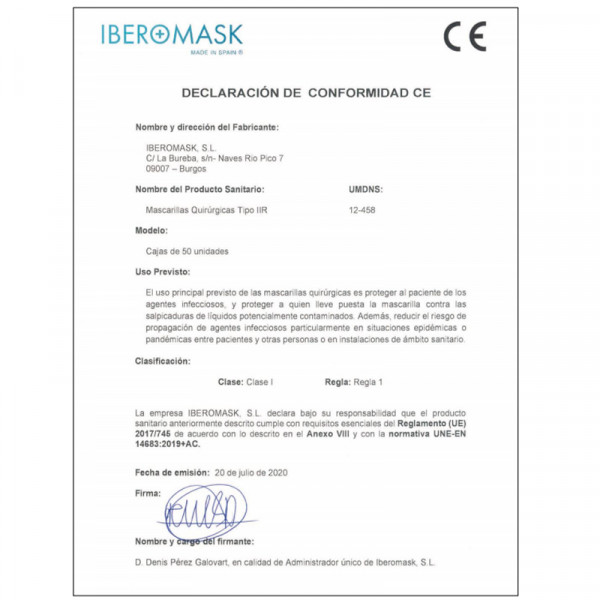 Mask Certified Type IIR Surgical 50PCS