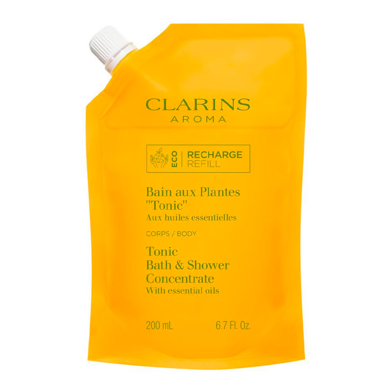 Clarins Tonic Bath and Shower Concentrate - Cleansing Gel Body Wash With Essential Oils 6.7 Oz. Refill