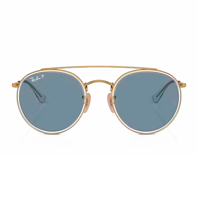 Ray - Ban Unisex Blue Ray - Ban Rb3647n 001/02 Sunglasses Metal Gold Round Polarized - Image 2