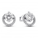 Shiny Round Halo Stud Earrings 291248C01