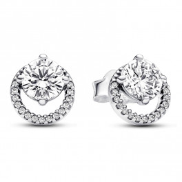 Shiny Round Halo Stud Earrings 291248C01 - Sabina