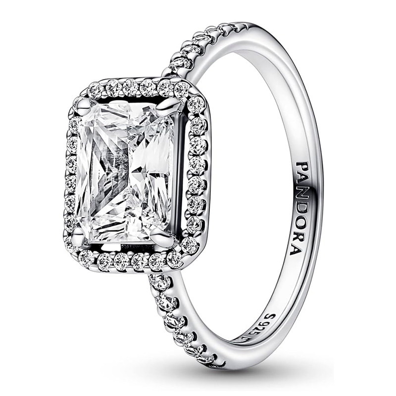 Pandora Silver Rings Shiny Rectangular Halo Ring 192391C01