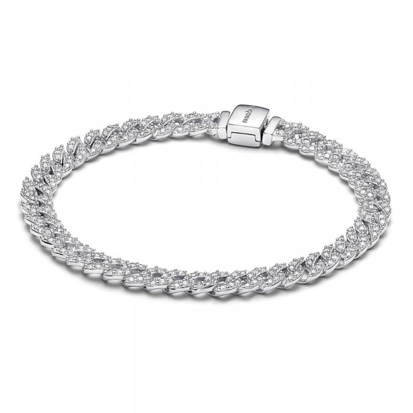 Bracciale a catena cubana con pavé senza tempo 593008C01