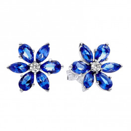 ゆら！ NEW 100% PANDORA 925 Sparkling Blue Herbarium Flower Stud
