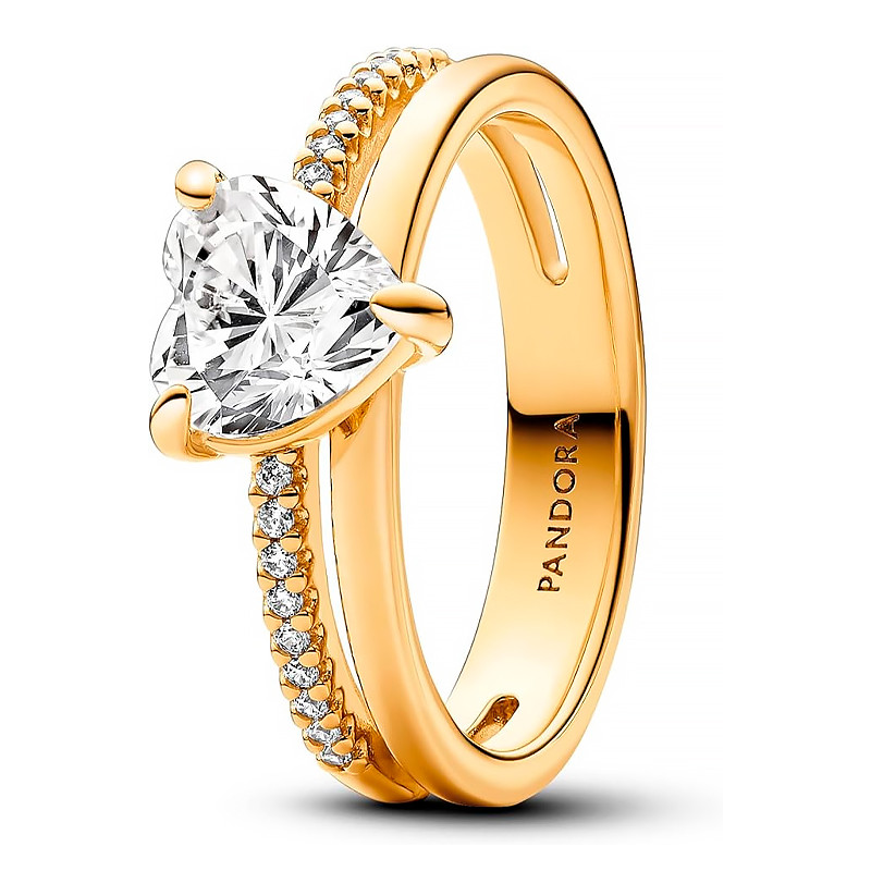 Pandora Anillo Corazón Doble Banda 163100C01