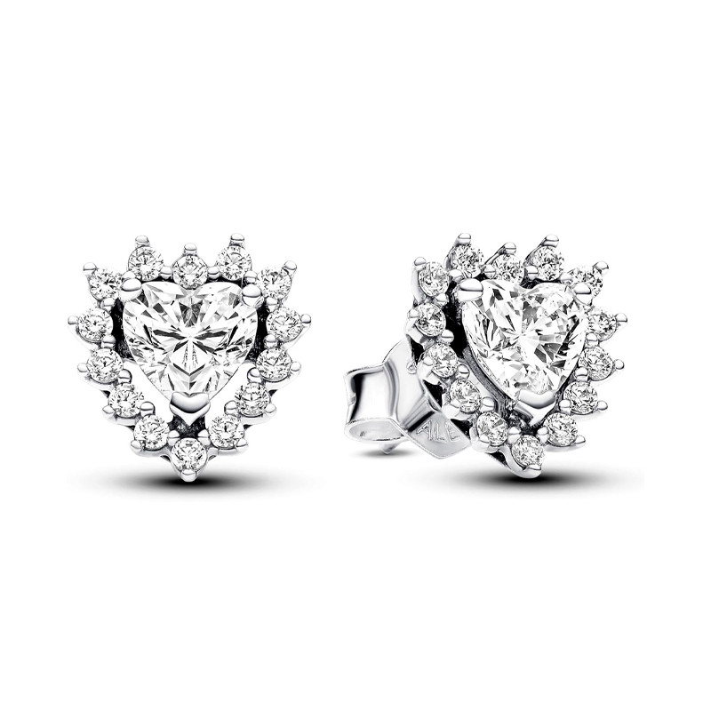Pandora Pendientes de botón Corazón Halo Brillante 293097C01