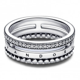 Pierścionek Pandora z logo Pavé i koralikami 192312C01 - Sabina