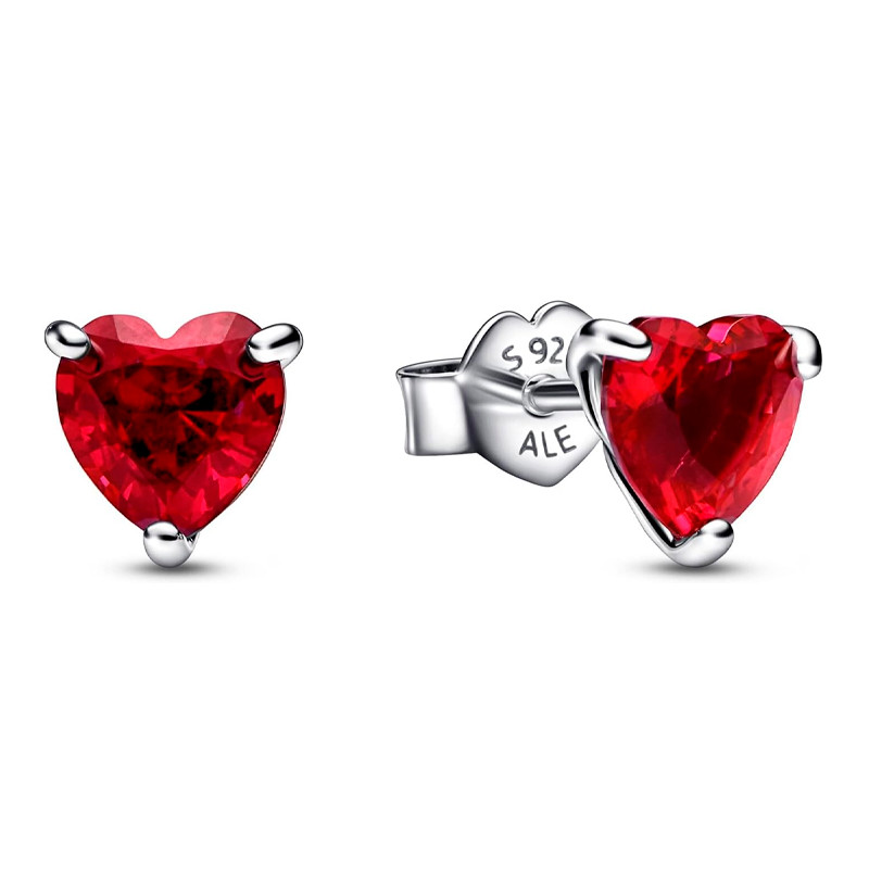 Pandora Red Earrings Heart Button Earrings 292549C01
