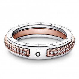 Pandora Signature Ring mit zweifarbigem Logo und Pave 182773C01 Sabina