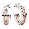 Pandora Signature Two-Tone Logo and Pavé Hoop Earrings 282737C01