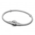 Bracciale Pandora Moments a catena serpente con chiusura a rosa in fiore 593211C00