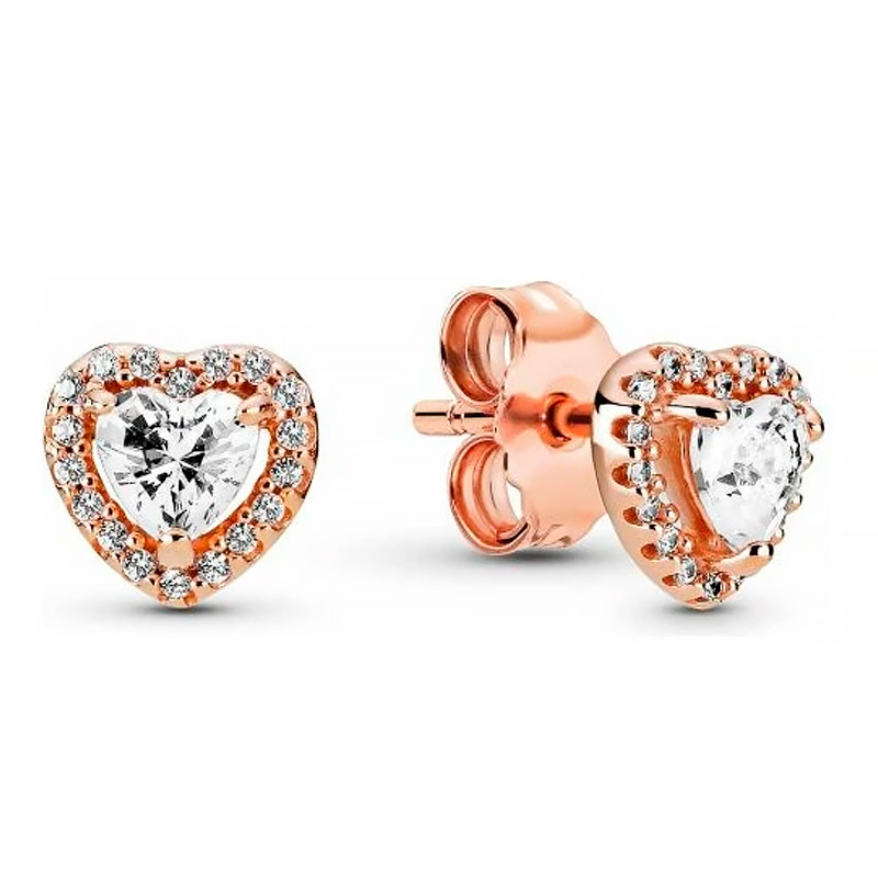 Pandora Pendientes de Botón Corazón Brillante en Relieve 288427C01