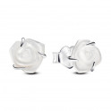 Blooming White Rose Stud Earrings 293209C01