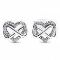 Shiny Infinity Heart Stud Earrings 292667C01