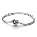 Bracelet chaîne serpent Pandora Moments avec fermoir cœur infini brillant 592645C01