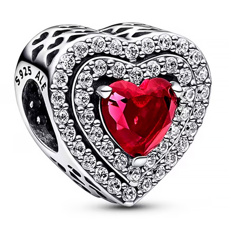 Pandora Charms Ciondolo a cuore livellato rosso brillante 799218C02