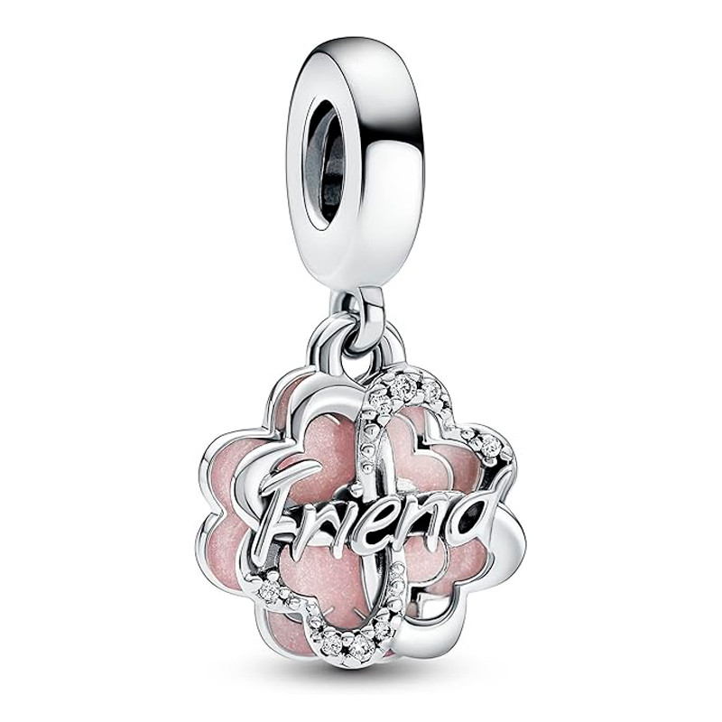 Pandora Charms Ciondolo pendente doppio quadrifoglio dell'amicizia 792245C01