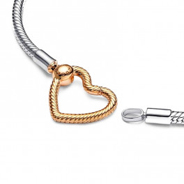 Bracciale a catena di serpente a cuore in argento sterling