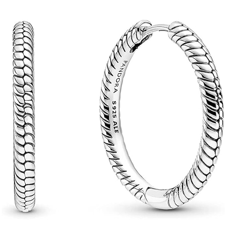 Pandora Silver Earrings Moments Hoop Earrings For Charm 299532C00