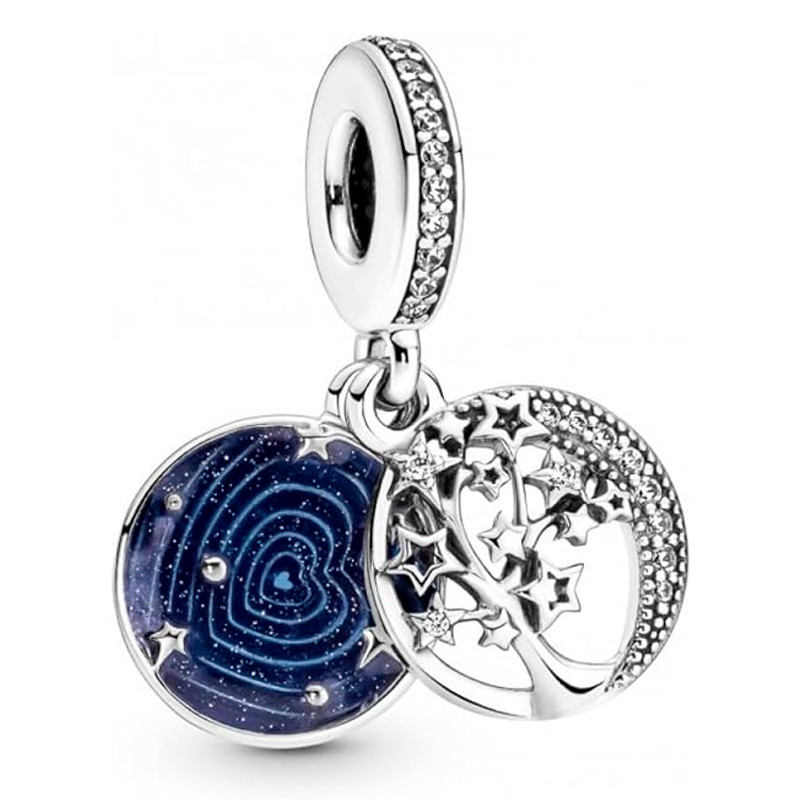 Pandora Charms Ciondolo con ciondolo Galaxy doppio albero e luna 799645C01