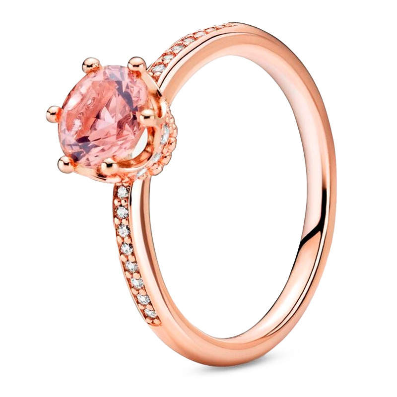 Pandora Anillo Solitario Corona Brillante Rosa 188289C01