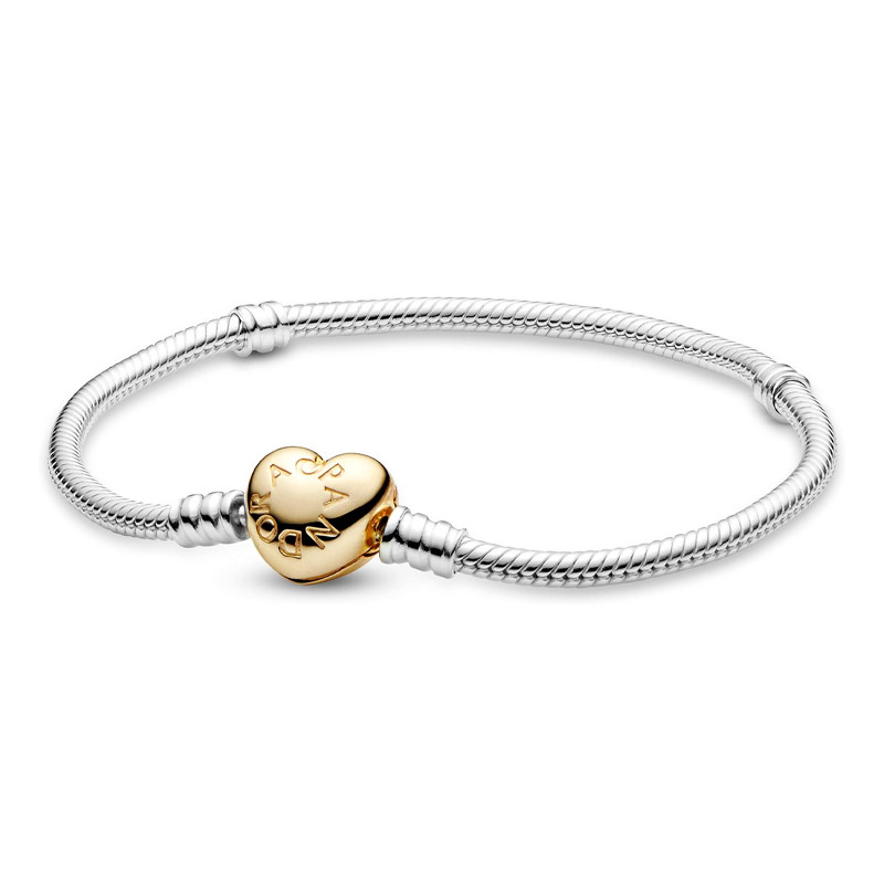 Pandora Pulsera Diseño Cadena de Serpiente Broche Corazón en Pavé de Pandora Moments 568707C00