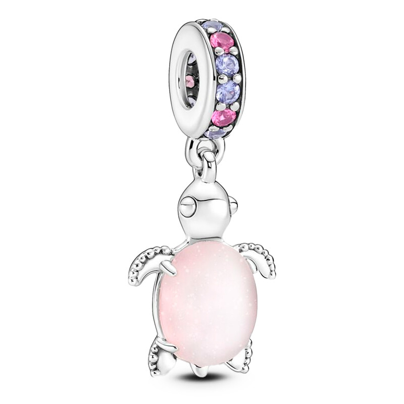 Pandora Charms Ciondolo pendente tartaruga marina in vetro di Murano rosa 798939C02