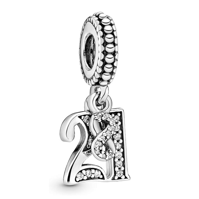 Pandora Charms Ciondolo pendente in argento sterling 21 anni d'amore 797263CZ
