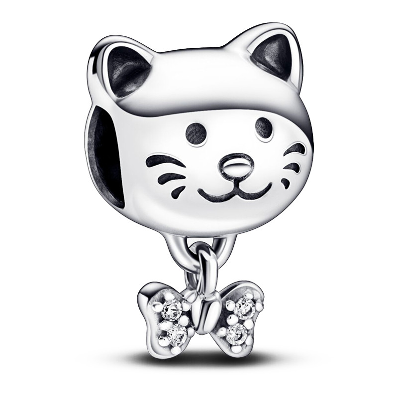 Pandora Charms Ciondolo per animali domestici gatto e fiocco 792255C01