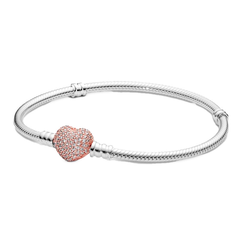 Pandora Silver Bracelets Moments Bracelet With Heart Closure For Charms 586292Cz