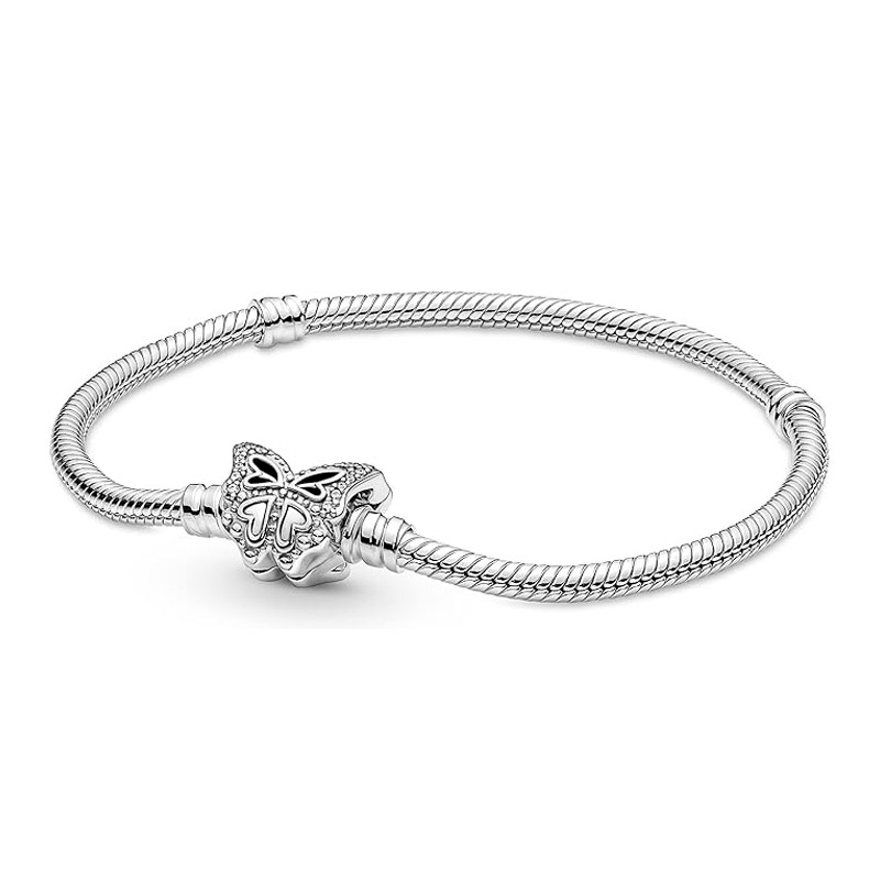 Pandora Silver Bracelets Moments Bracelet Snake Chain Butterfly Clasp 590782C01