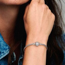 PANDORA Moments Snake Chain Bracelet ブレスレット 590728-17 Amazon.com: Pandora Jewelry Smooth Moments Snake Chain Charm