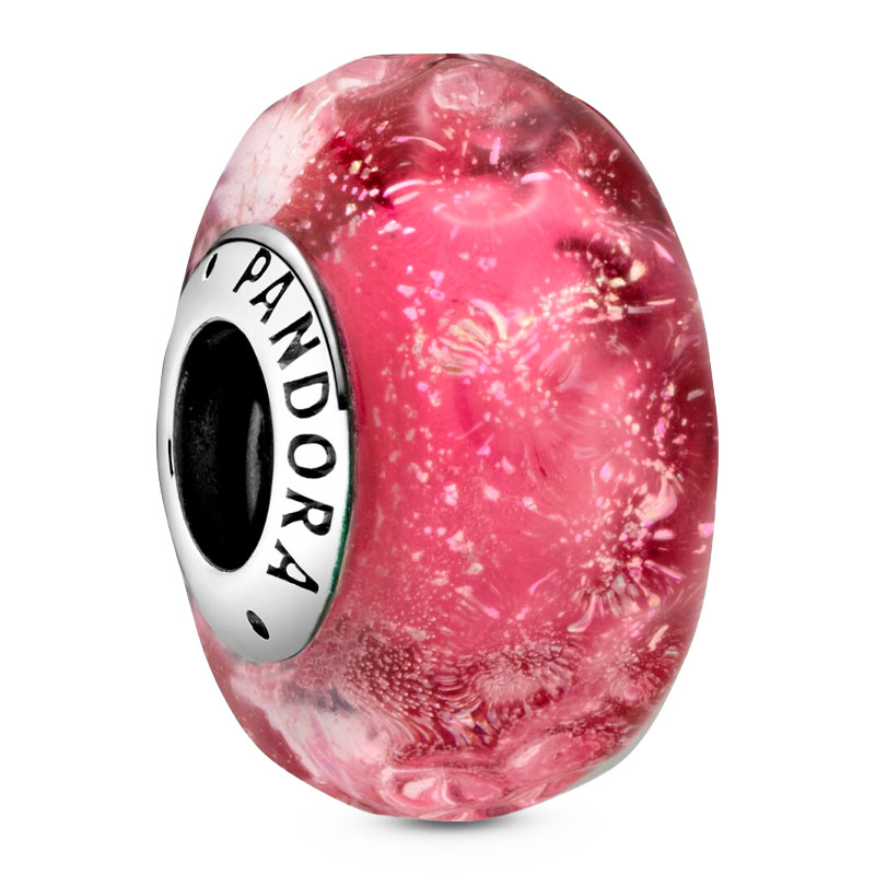 Pandora Charms Charm in vetro di Murano rosa fantasia ondulata 798872C00