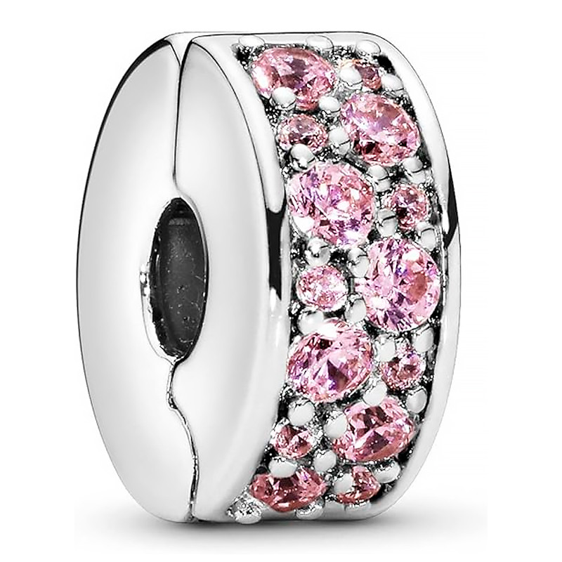 Pandora Charms Ciondolo con clip in pavé rosa 791817PCZ