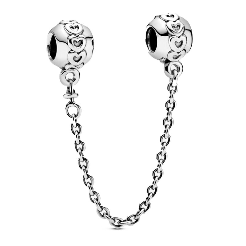 Pandora Silver Bracelets Eternal Hearts Sterling Safety Chain 79108805