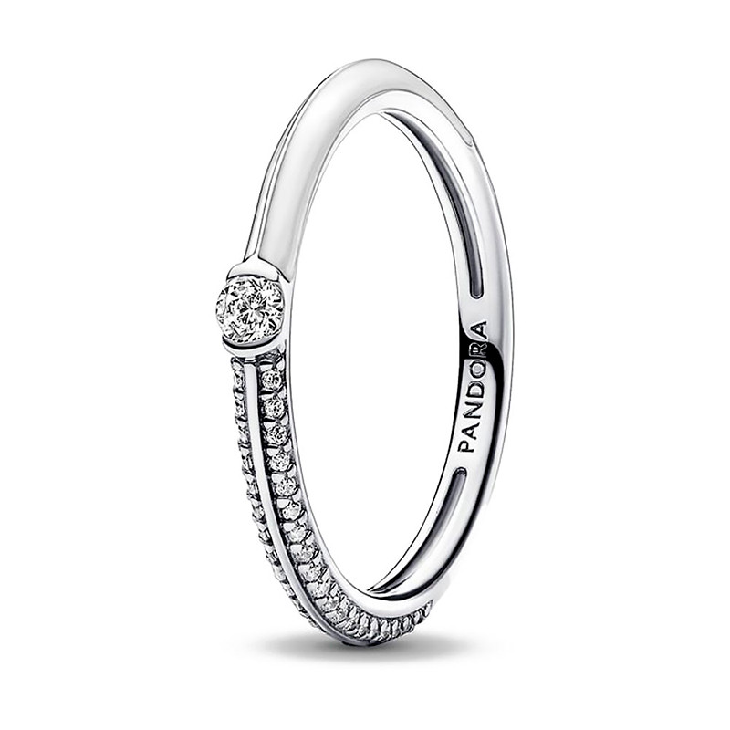 Pandora White Rings And Pavé Dual Ring Me 192528C02