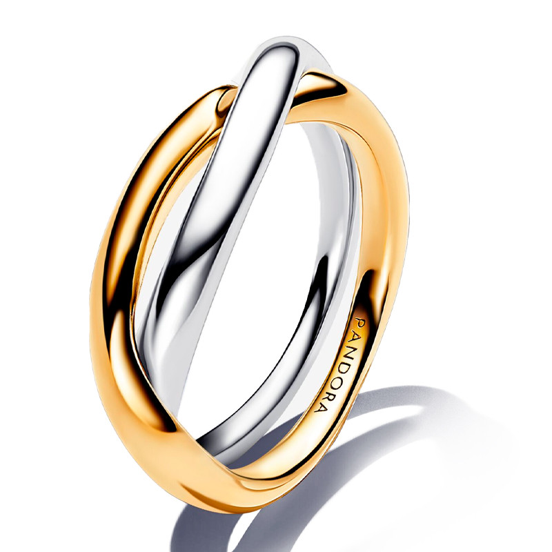 Pandora Silver/Gold Rings Two-Tone Intertwined Band Ring 163262C00