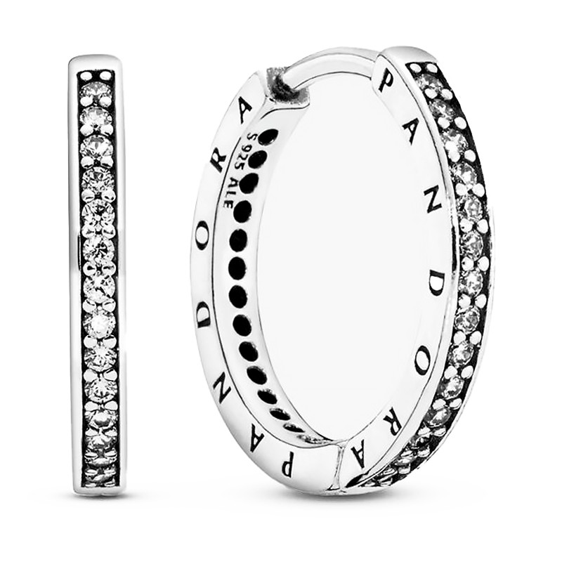 Pandora Silver Earrings Logo Earrings 290558Cz