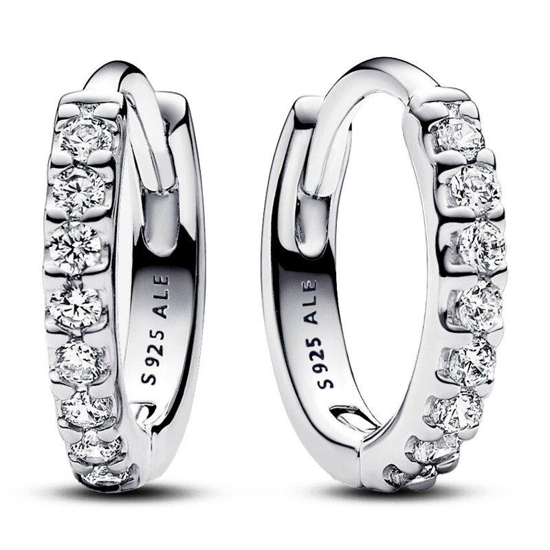 Pandora Silver Earrings Brilliant Hug Hoop Earrings 293015C01