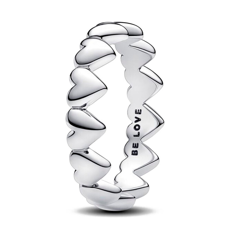 Pandora Silver Rings Row Of Hearts Ring 193427C00